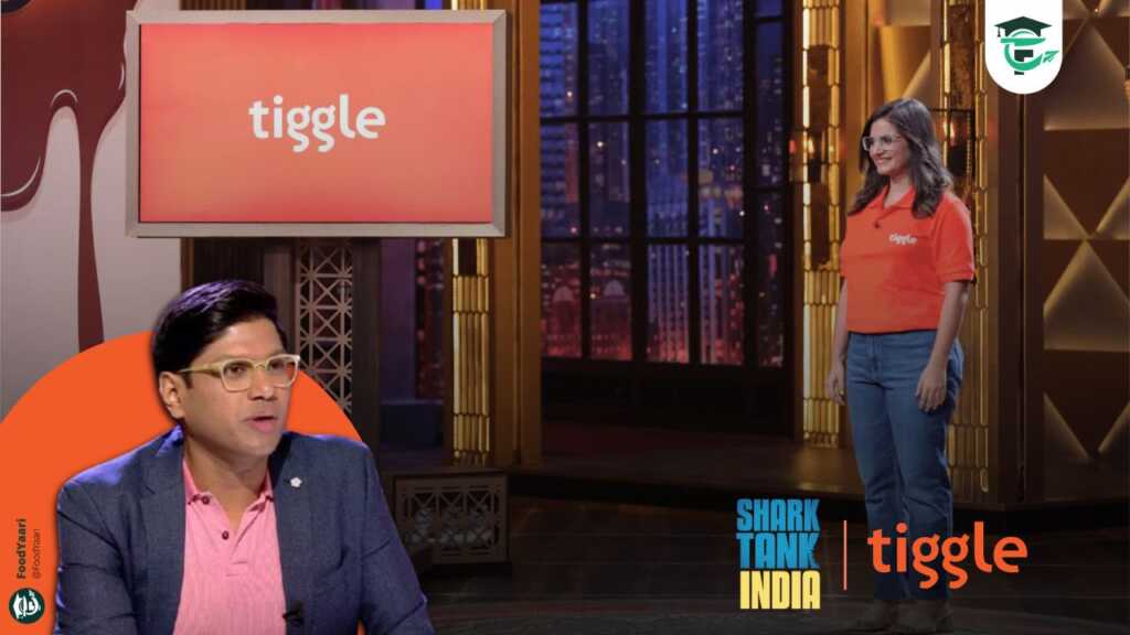 Entrepreneur presenting Tiggle brand on Shark Tank India
