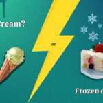 A vibrant graphic comparing ice cream and frozen dessert.